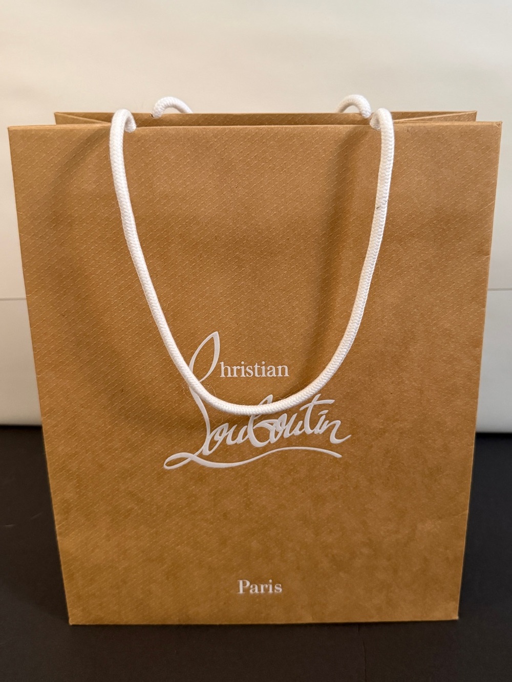 Christian Louboutin Brown Gift Bag with White Rope Handles